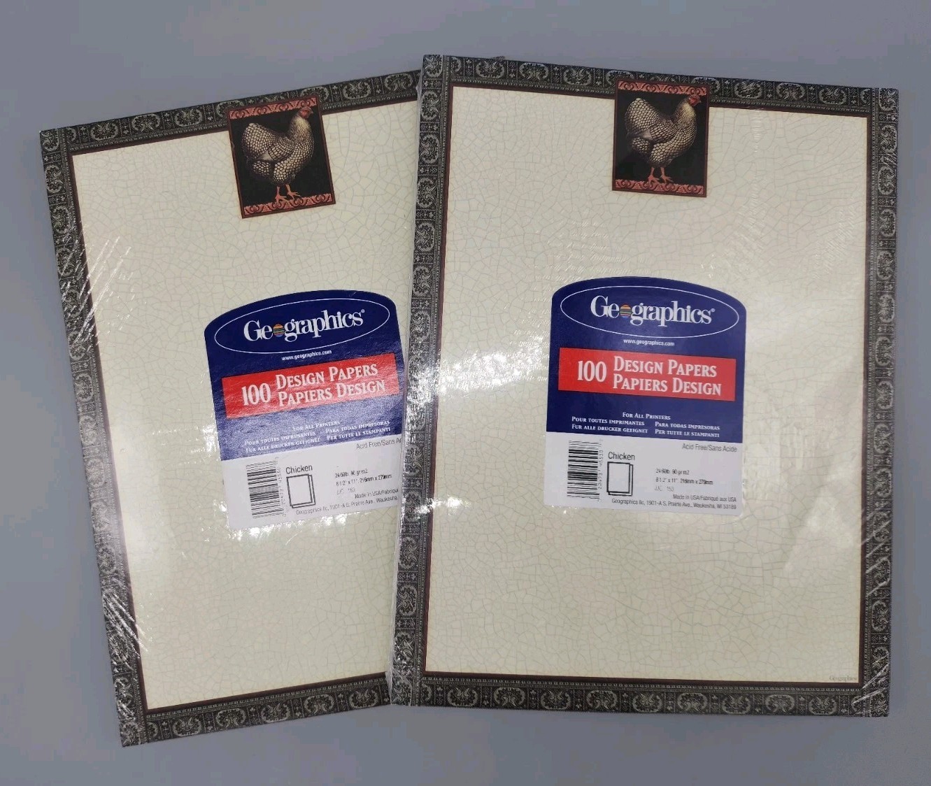 Geographics 100 Design Papers  Set Of 2 All Printers Acid Free Chicken New Farm