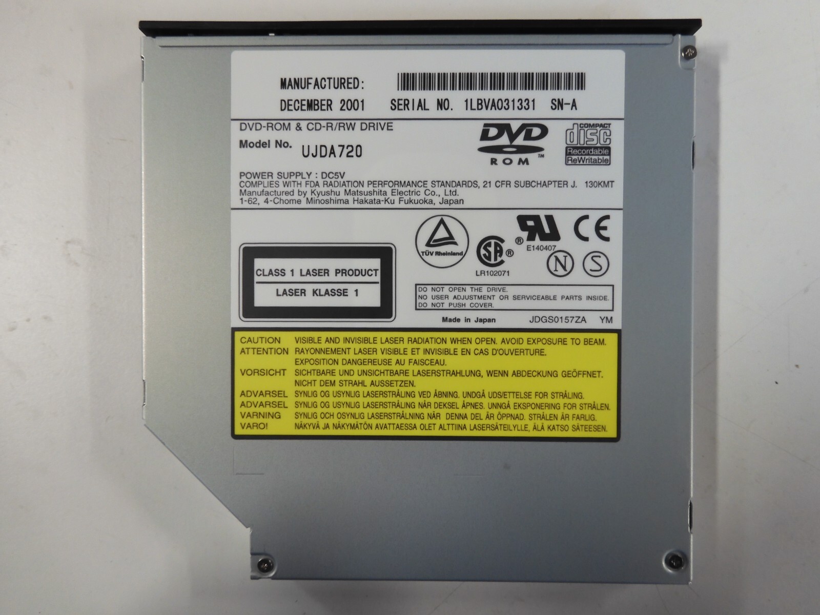 Kyushu Matsushita UJDA720  8X DVD  8X 8X 24X IDE CDRW SLIM COMBO DRIVE ZA2431P03