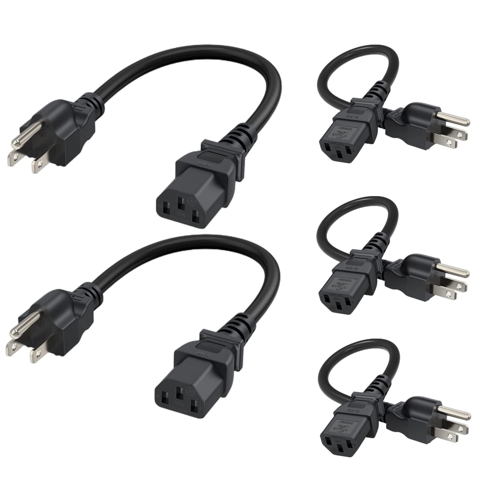 CableCreation 5-Pack 1FT Power Cord NEMA 5-15P to IEC320C13