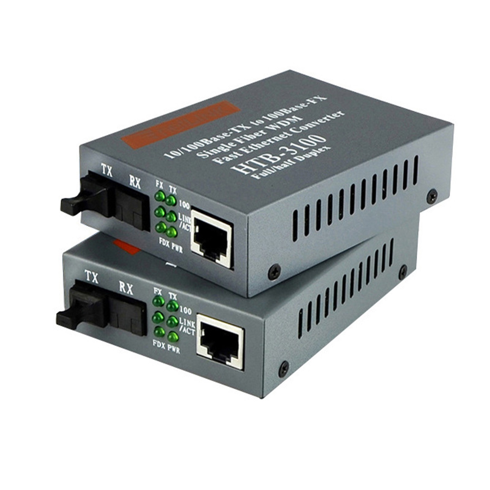 2Pcs Premium 10/100Mbps Ethernet to Fiber Optic Media Converter Singlemode 25Km