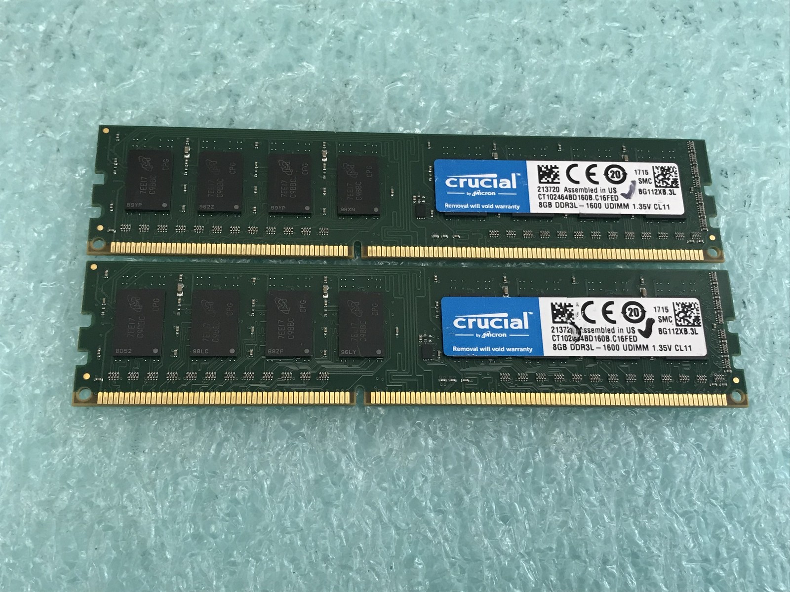 Crucial 16GB(2 x 8GB) CT102464BD160B.C16FED DDR3L-1600 UDIMM  RAM - R1020A