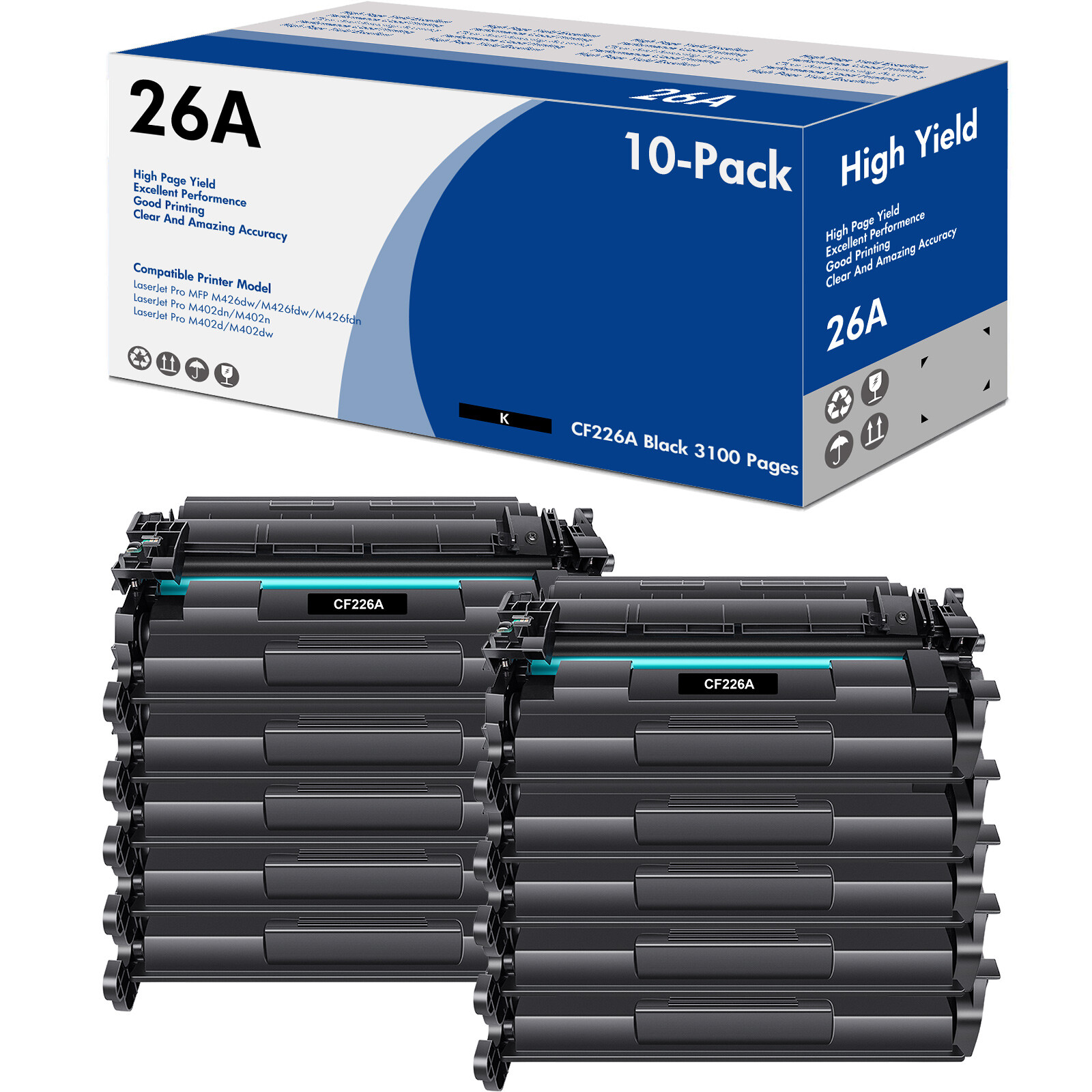 10x CF226A Toner for HP 26A Toner Cartridge LaserJet M426fdw M402dw M402n