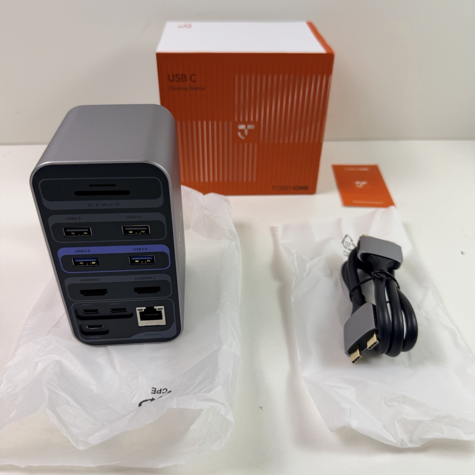 TobenONE 16-in-2 MacBook Docking Station Dual 4K@60Hz USB C HDMI USB Ethernet