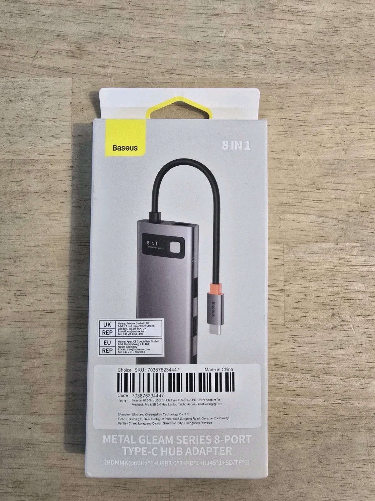 Baseus 8-in-1 USB C Hub Docking Station, USB C Adapter with 4K HDMI, 3 USB 3.