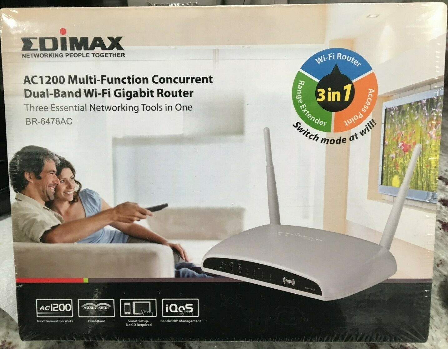 Edimax Dual-Band AC1200 Router/Extender/AP, 3-in-1 Smart Device BR-6478AC