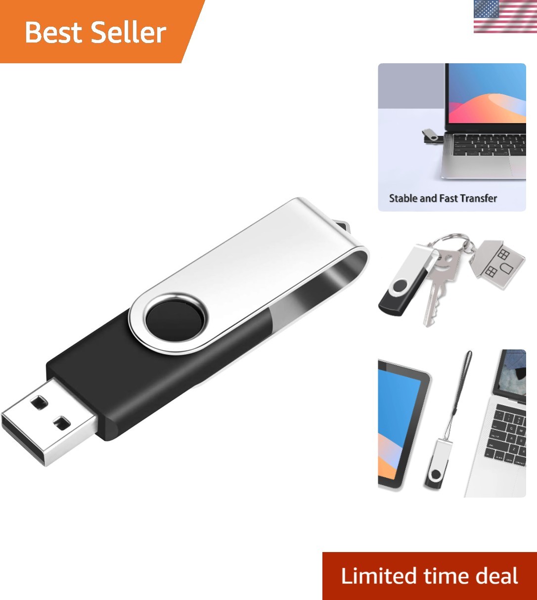 1GB USB Flash Drive - Lightweight, Foldable Design for Effortless Data Storage