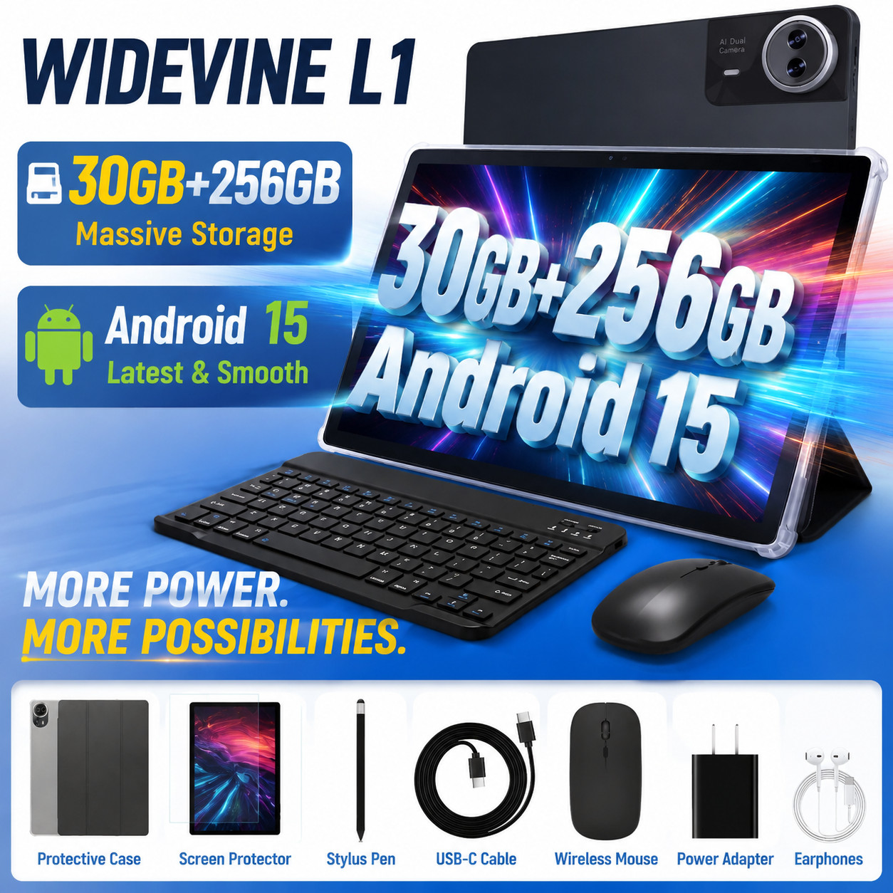 2026 Android 16 Tablet 10"/11"/14" PC Mode Gaming Tab 256GB Wifi 6 Bundle KB Mou