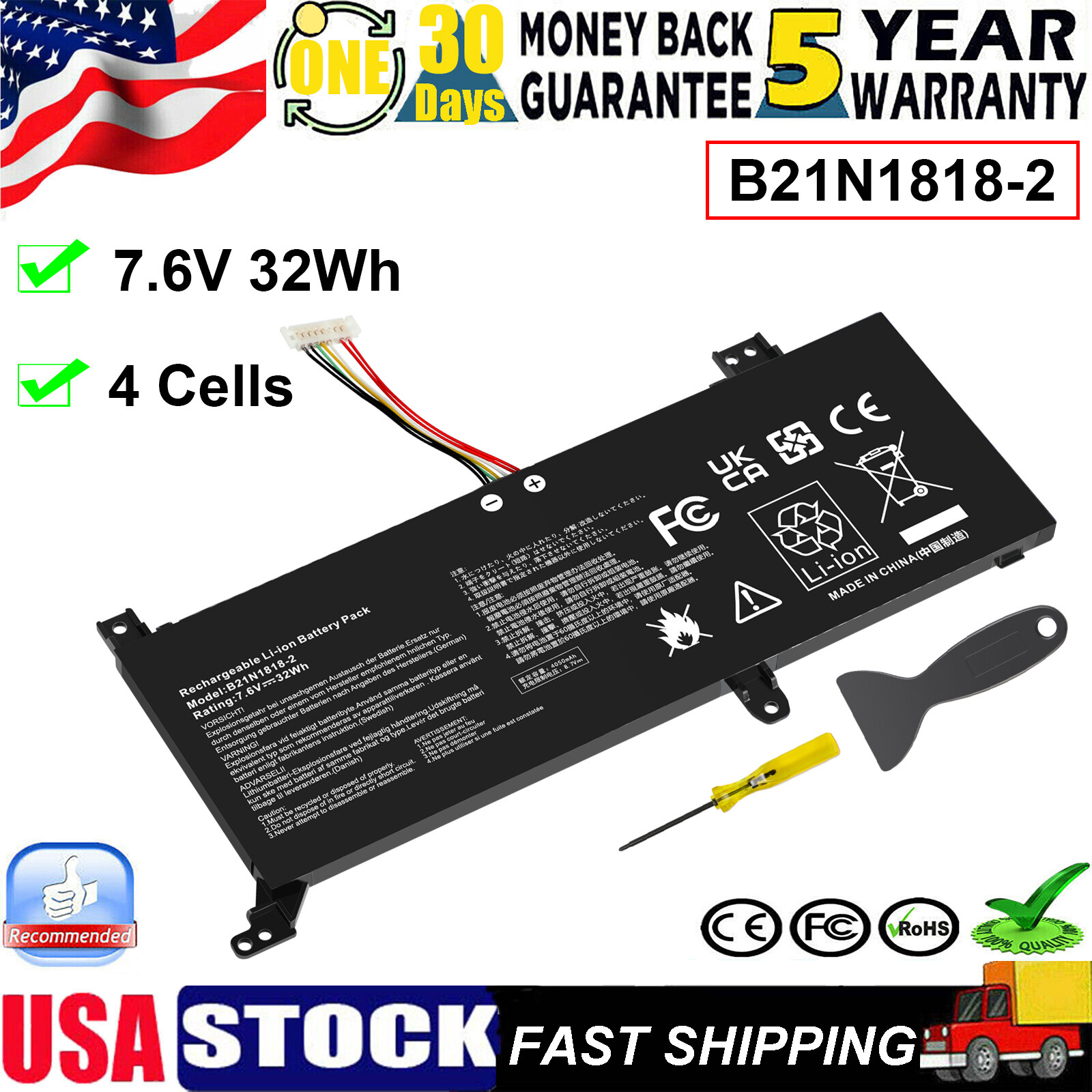 ✅B21N1818-2 C21N1818-2 Battery For Asus VivoBook 14 A412 F412 X412 S412FA S412FL