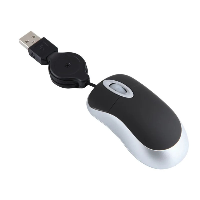Retractable USB Mini Wired Mouse for Small Hands, Office, Travel, Gaming