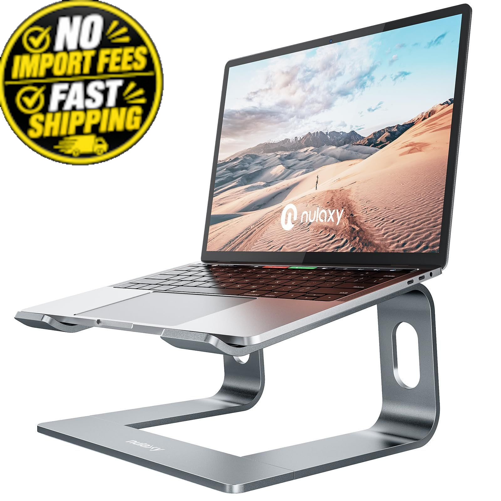 Nulaxy Full Aluminum Laptop Stand, Stable Support 1 Count (Pack of 1), A-Grey