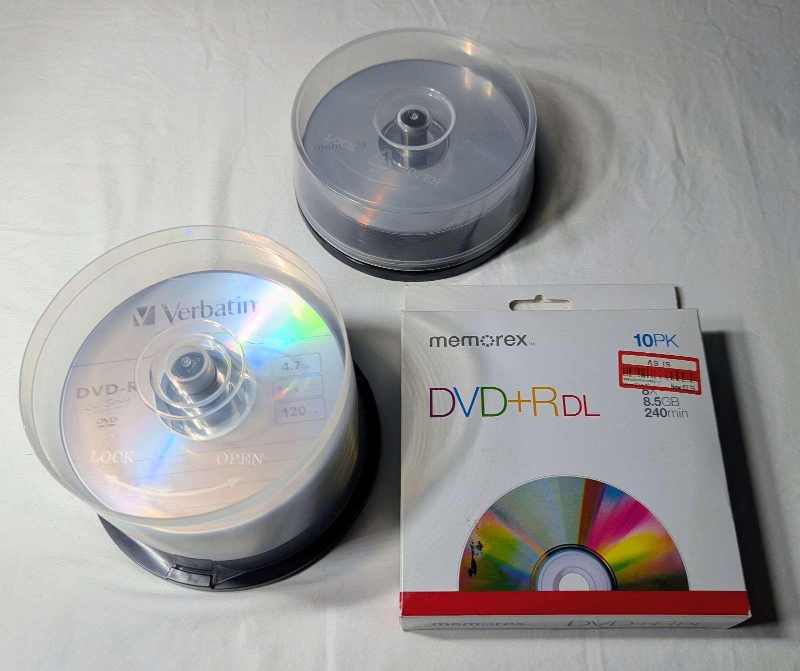 Blank Discs Lot VERBATIM DVD-R / Memorex DVD+RW / SEALED Memorex DVD+R DL 10-PK