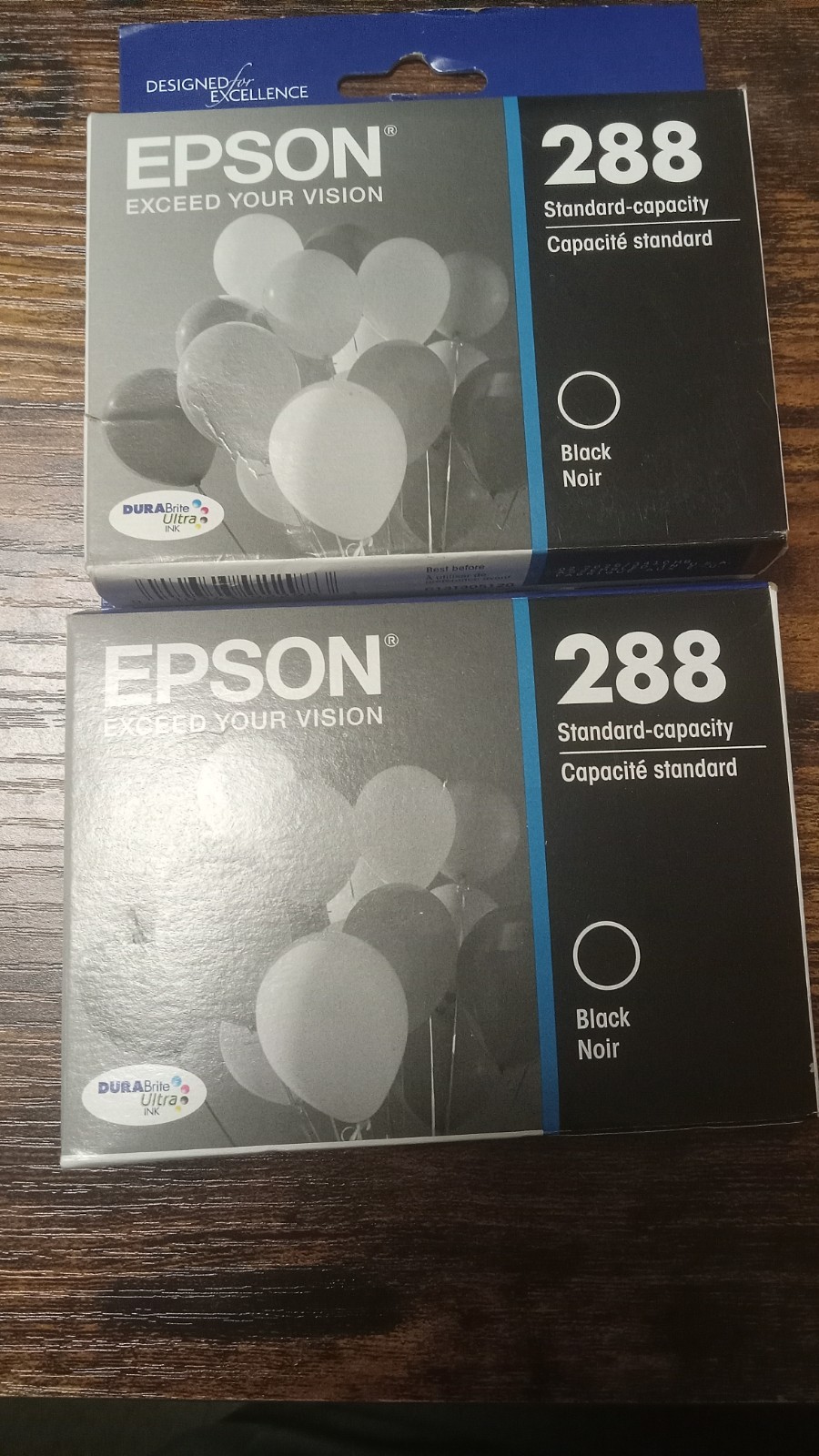(2 Boxes) 2 Epson 288 Black Ink Cartridges T288120 