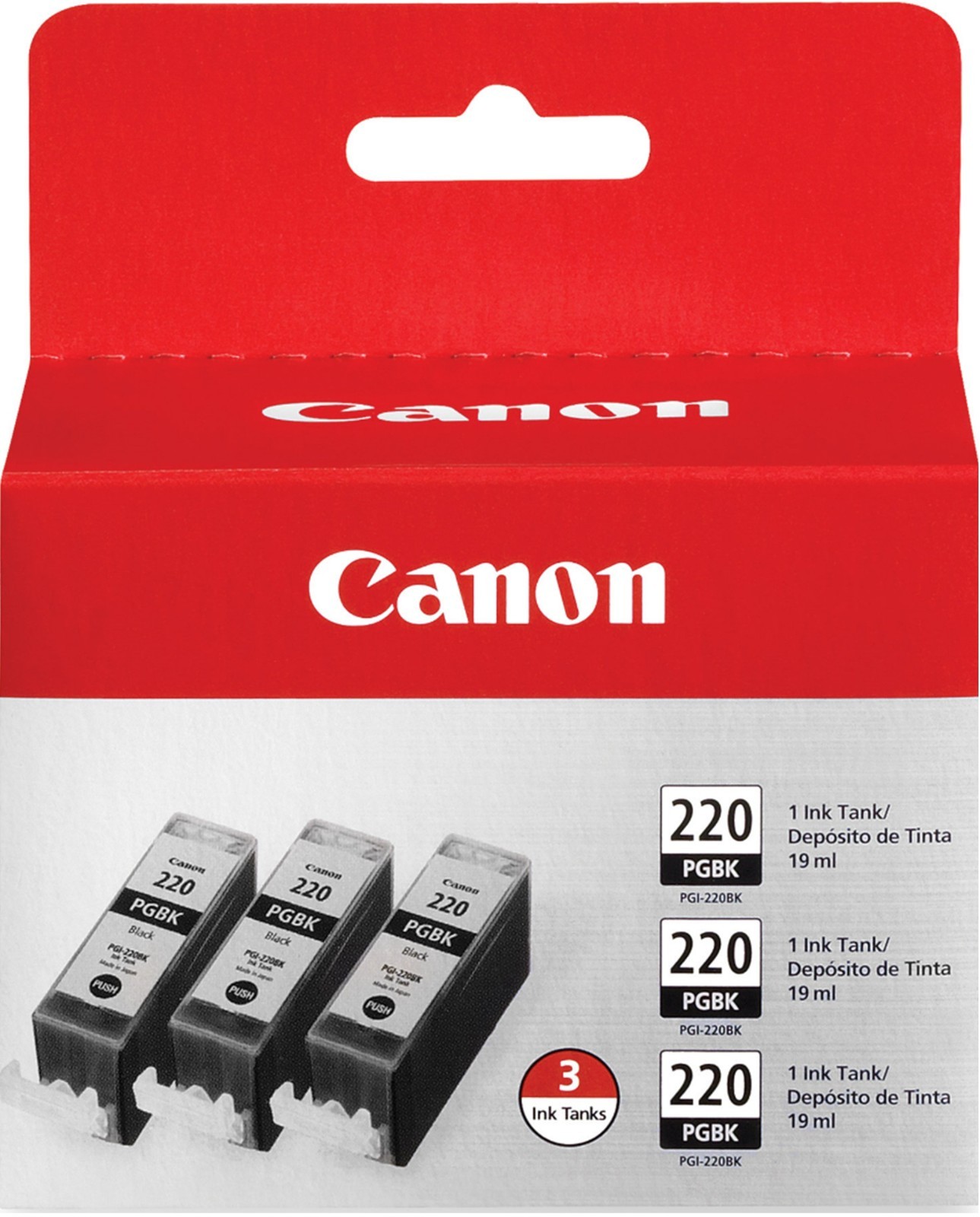 New Genuine Canon PGI-220 Black 3PK Ink Cartridges PIXMA iP3600, iP4600