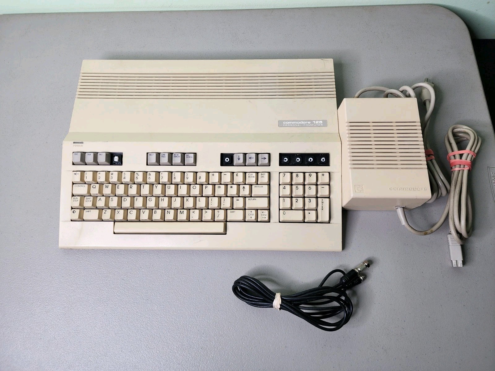 Commodore 128 Computer w/ Power Supply + RF Adapter - Powers On *Read*