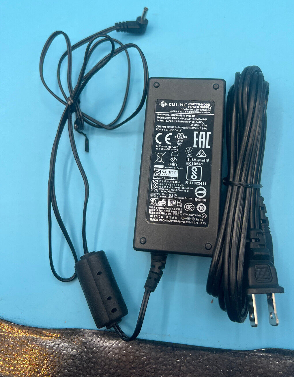 Genuine CUI Inc SDI40-440W 48V 0.85A AC DC Adapter w/Cord