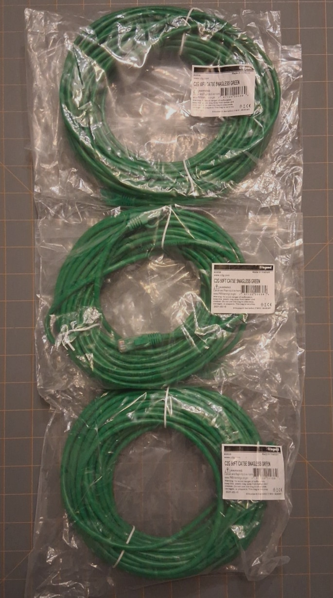 NEW Lot Of 3 C2G CAT5E Snagless Green 50Ft Ethernet Cables 150Ft Total NEW