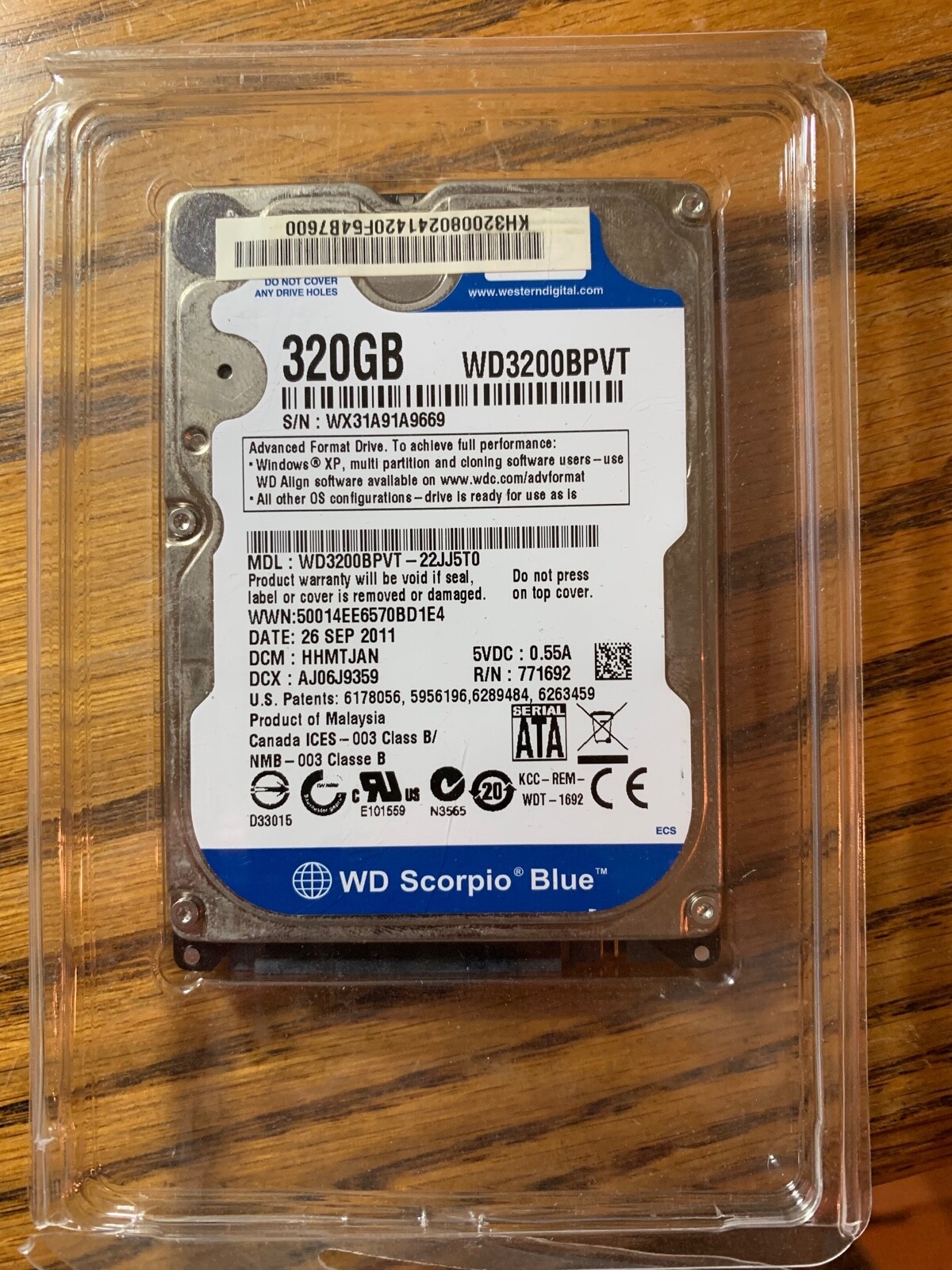 WD3200BPVT-22JJ5T0, DCM EHMTJAB, Western Digital 320GB SATA 2.5 Hard Drive
