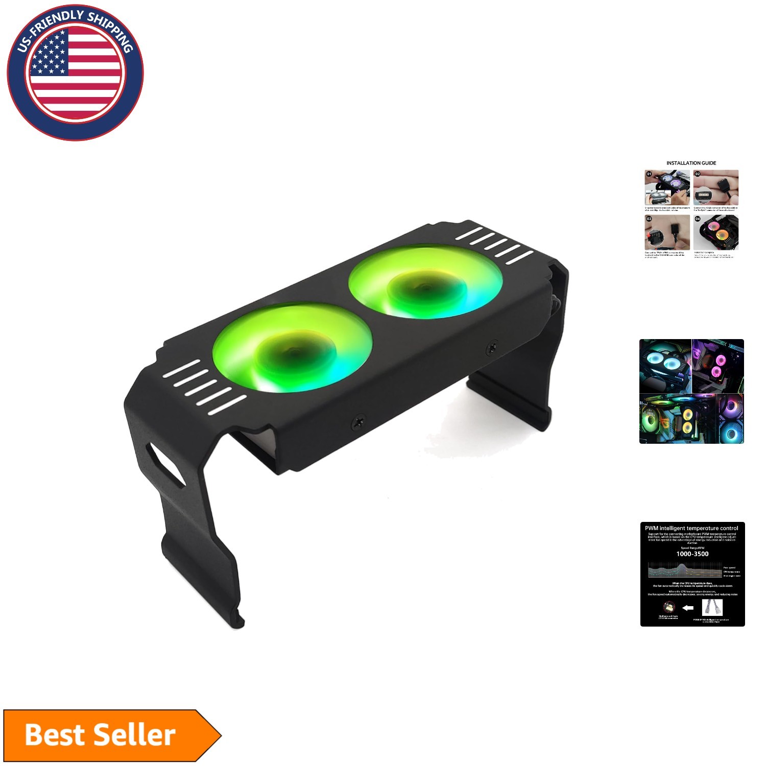 ARGB RAM Cooler Fans - 5V 3-Pin, Aluminum, RGB Lighting for Gaming PCs