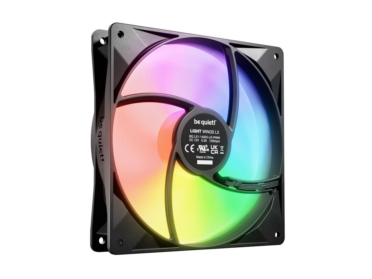 quiet LIGHT WINGS LX 140mm PWM BL127 140mm ARGB LED Case Fan - Triple Pack be