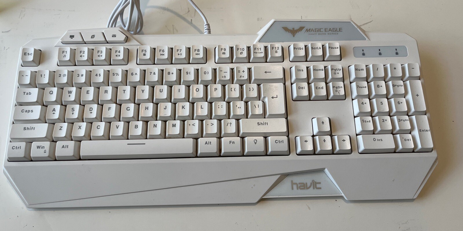 HAVIC Magic Eagle HV-KB558CM Gaming Keyboard Only. White Back Lit