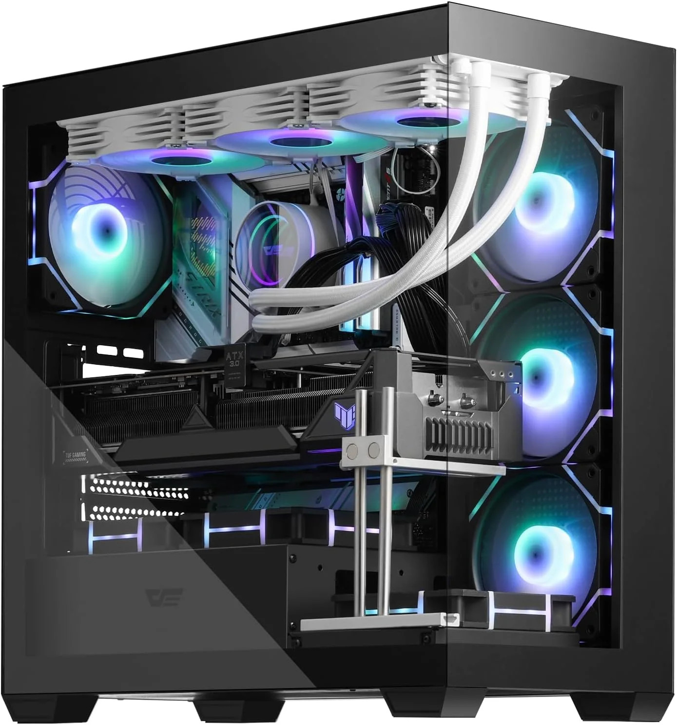 darkFlash ATX Mid-Tower PC Case, Pre-Install 4 PWM ARGB Fans Computer Case, Full