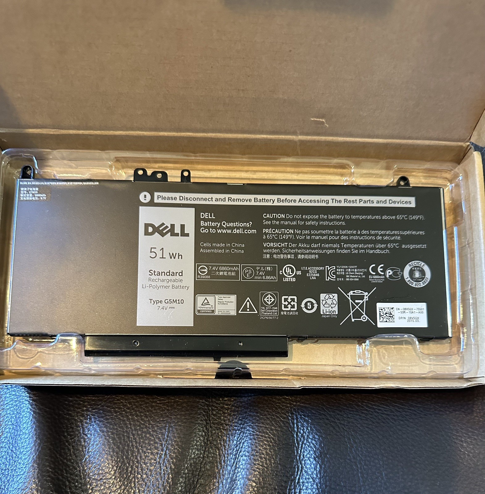 NEW Genuine G5M10 51WH Battery for Dell Latitude 14 15 E5450 E5550 E5250 P48G001