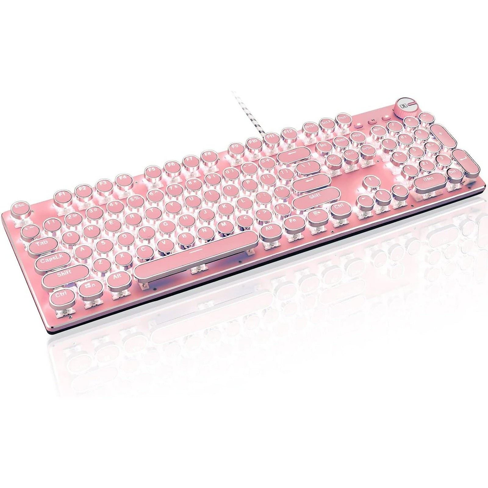 Teclado y ratón de máquina de escribir, teclado mecánico retro vintage juegos
