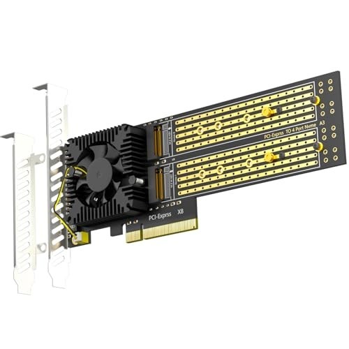 PA40 4-Slot M.2 NVMe SSD PCIe 3.0 x8 Adapter Card Built-In Bifurcation