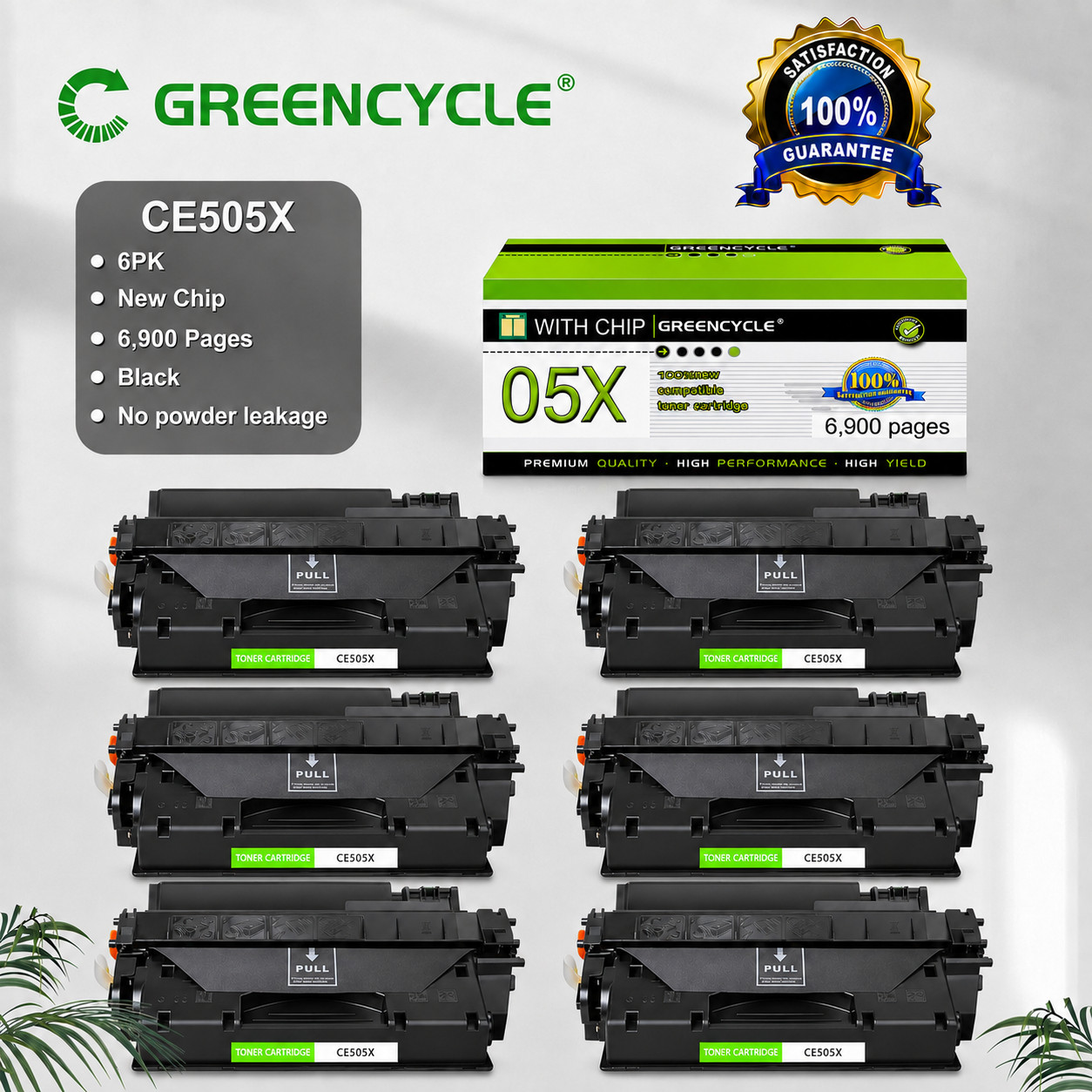 6PK CE505X 05X Toner Cartridge For HP LaserJet P2055 P2055dn P2055X Printer