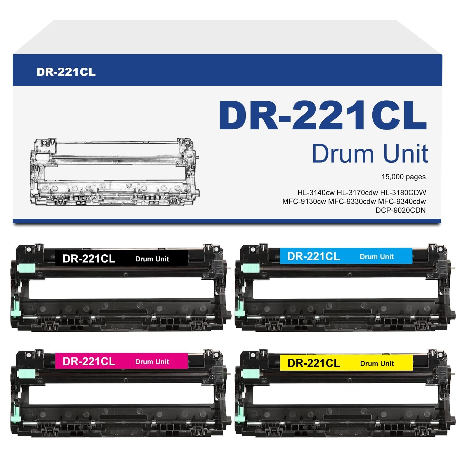 4PK DR221CL DR221 Drum Unit Compatible With Brother HL3140CW 3170CDW MFC-9340CDW