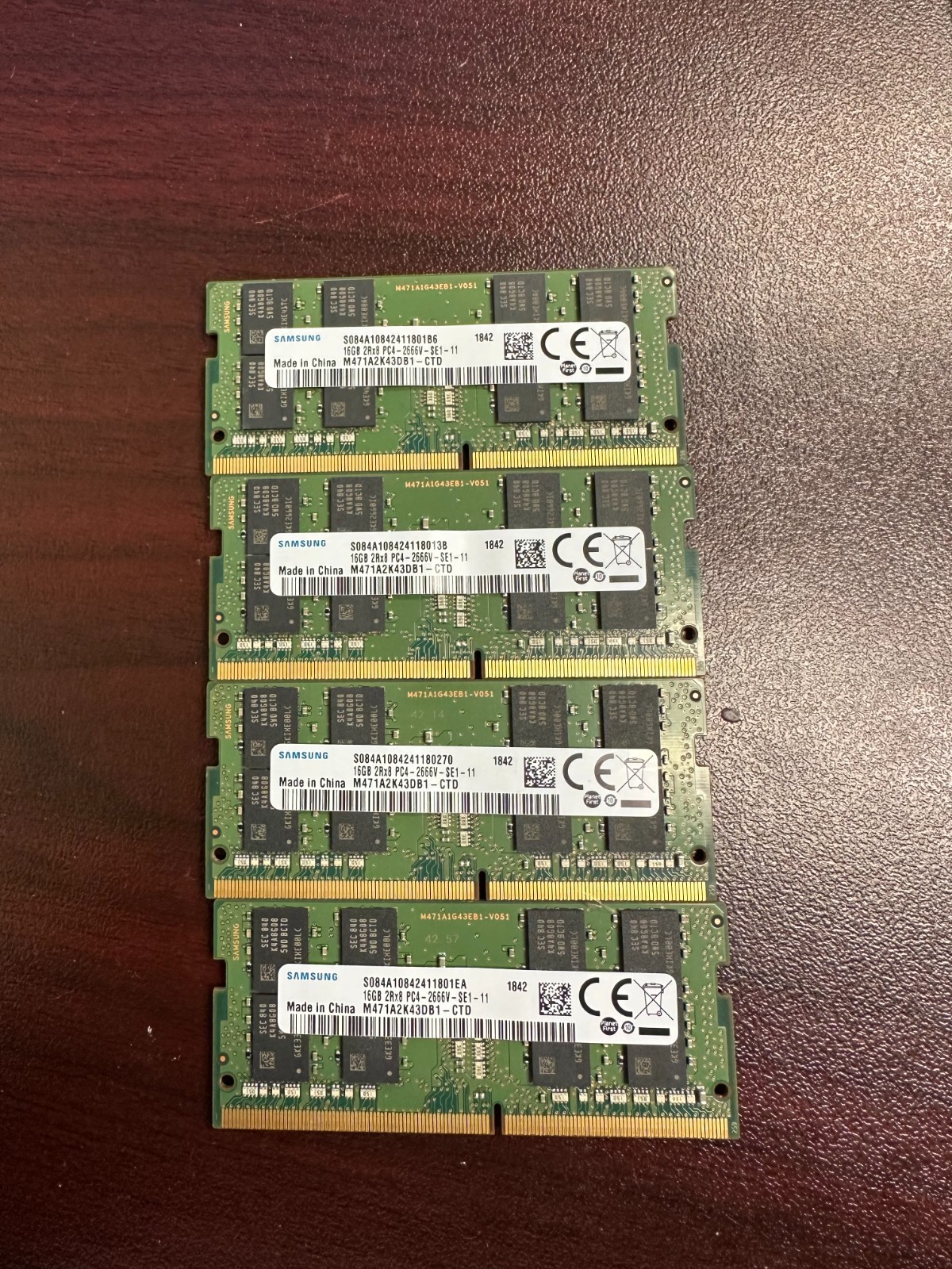 Samsung 64GB 4x16GB DDR4-2666 2Rx8 PC4-2666V Laptop SO-DIMM RAM Tested