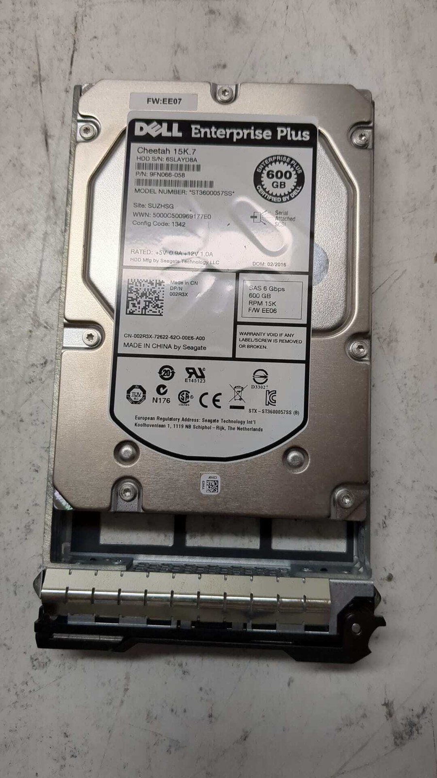 02R3X-EQL-PS6000 Dell EqualLogic 02R3X 600GB 15K SAS Hard Drive