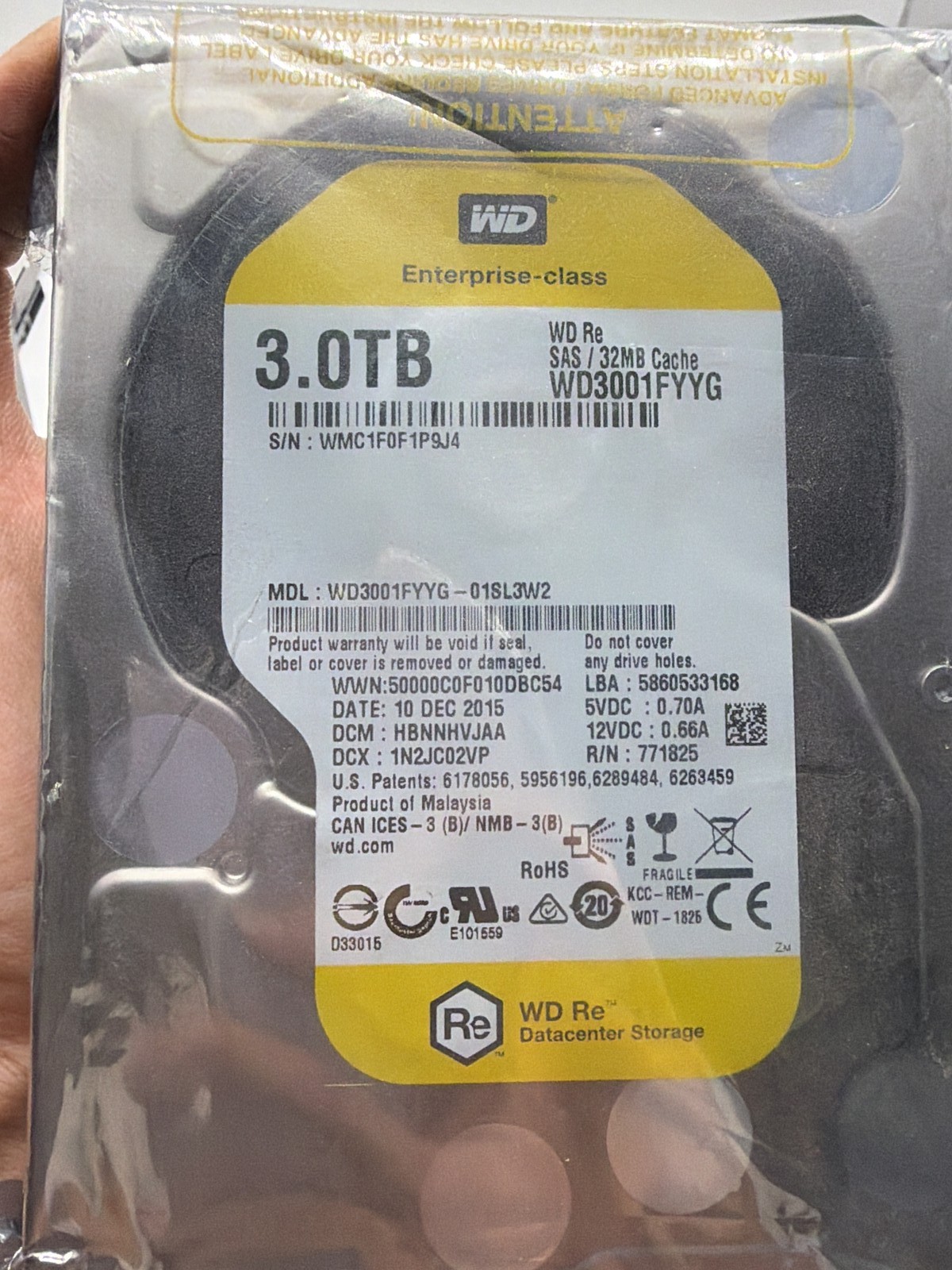 WD Re 3TB SAS 3.5" HDD WD3001FYYG-01SL3W2 Enterprise Western Digital