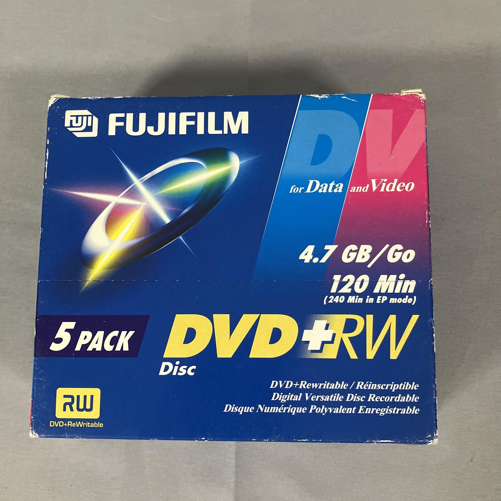 Fujifilm DVD+RW Discs 5 Pack 4.7GB 120min Rewritable Blank Media for Data Video