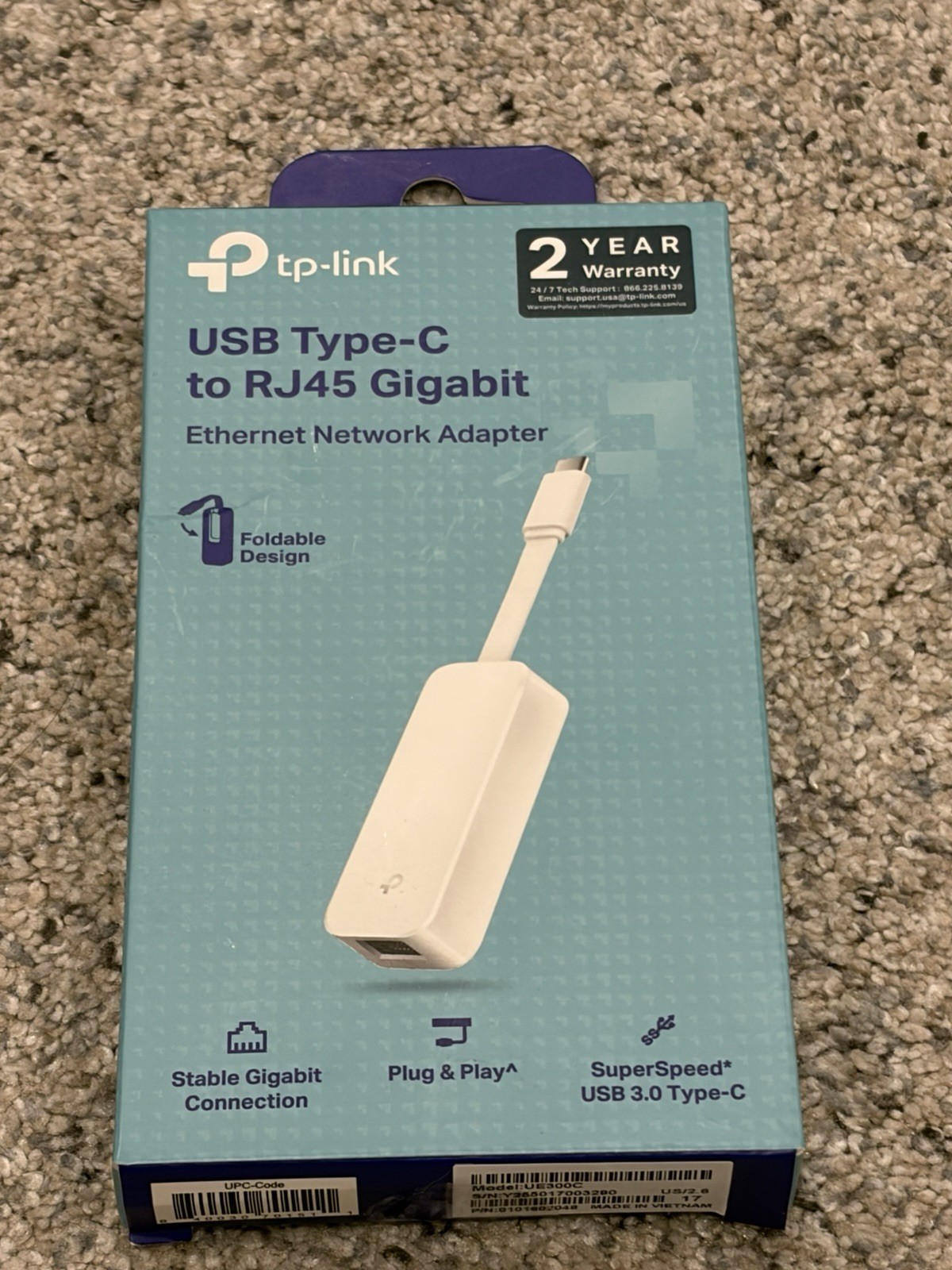 TP-Link USB C To Ethernet Adapter(UE300C), RJ45 To USB C [Thunderbolt 3/4 ]. NEW