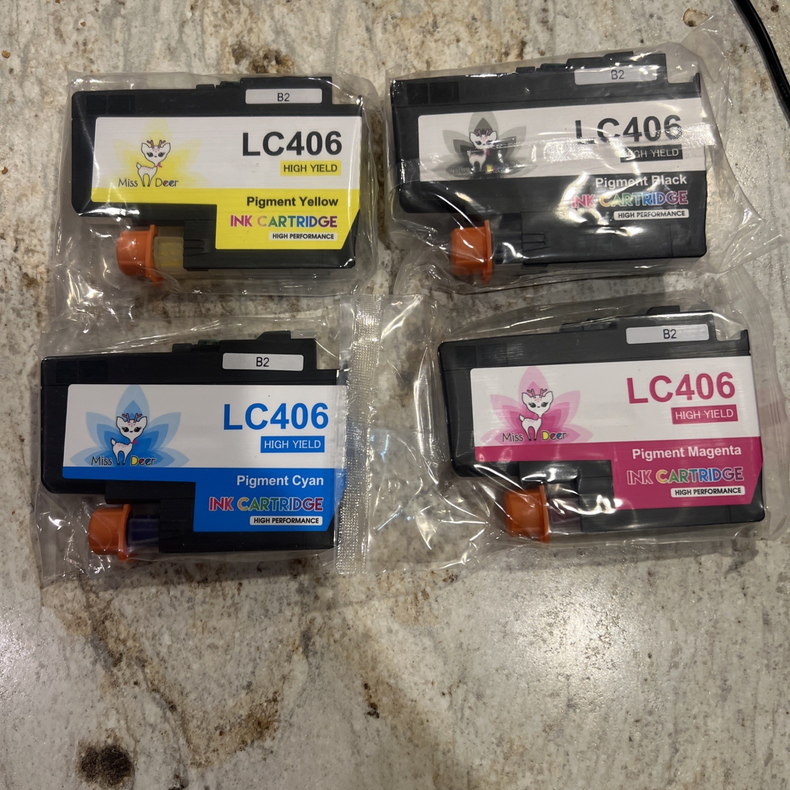 Miss Deer High Yield Ink Cartridges LC406 Set Of 4 New Sealed