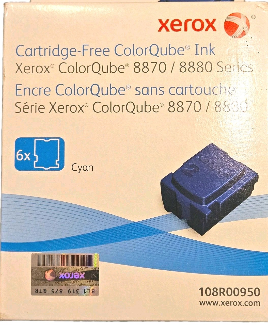 Genuine Xerox 108R00950 Cyan Solid Ink 6 Sticks ColorQube 8870 8880 Sealed