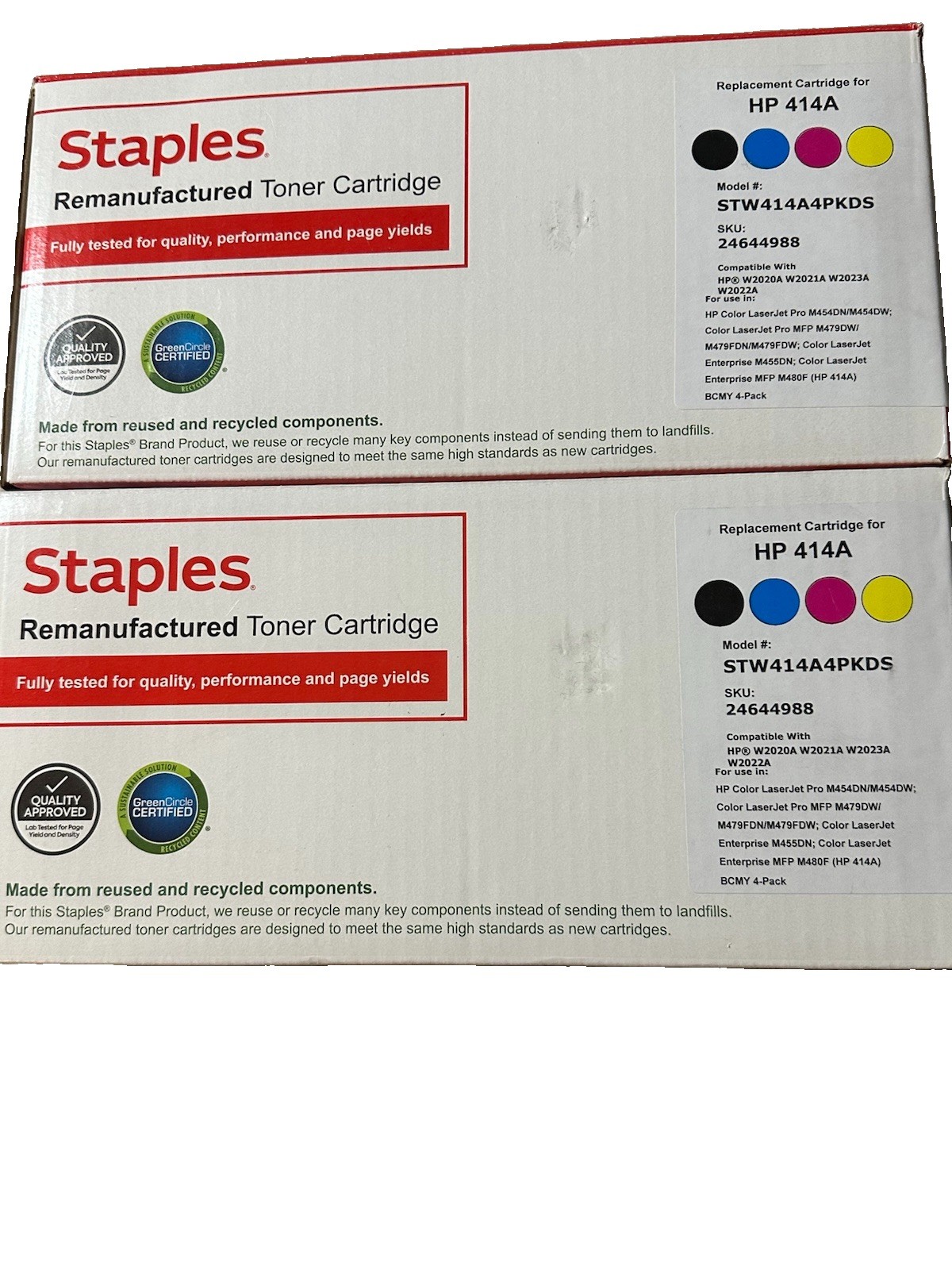 Staples HP 414A  Toner Set 2 W2020A  Magenta Yellow