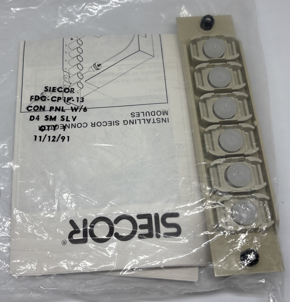 Siecor FDC-CPIP-13 Fiber Optic Connector Patch Panel 6-Port D4 Singlemode NOS
