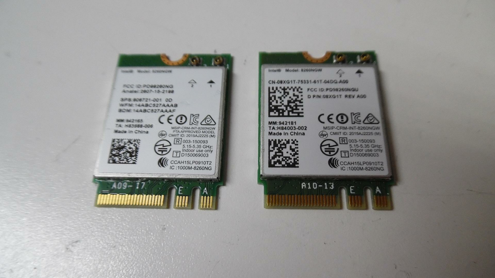 Pair of 2 Genuine HP ProBook 650 G2 Wireless Card 8260NGW - 806721-001