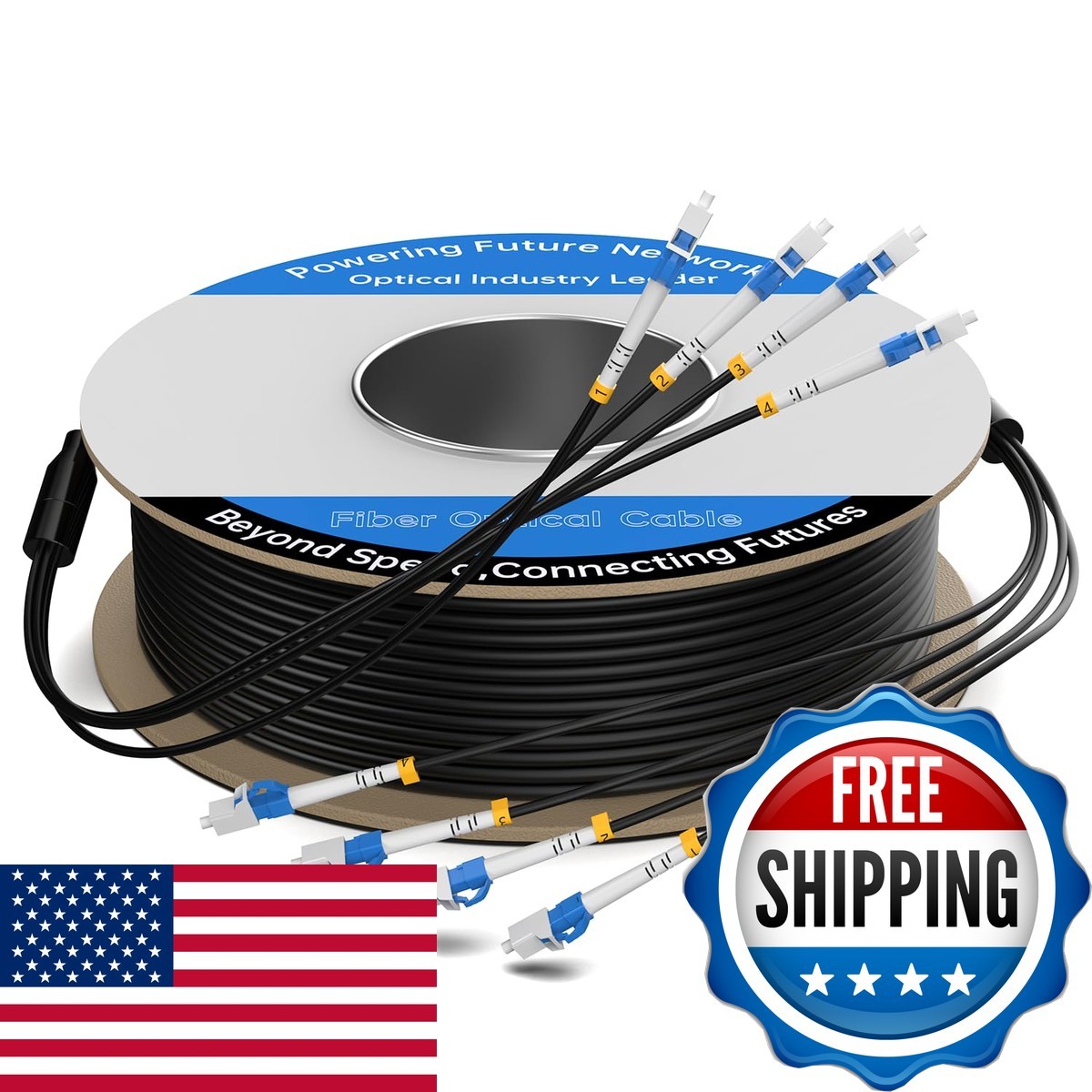 ERSTICKT OS1-50 50M/165FT LC-LC 4 Core OS2 9/125μm TPU Direct Burial Cable