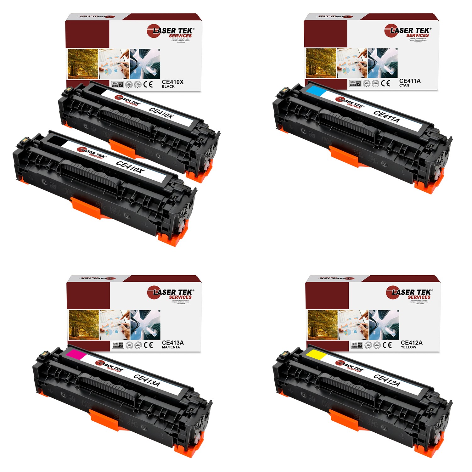 5Pk LTS 305X BCMY HY Compatible for HP LaserJet Pro 300 M375nw Toner Cartridge