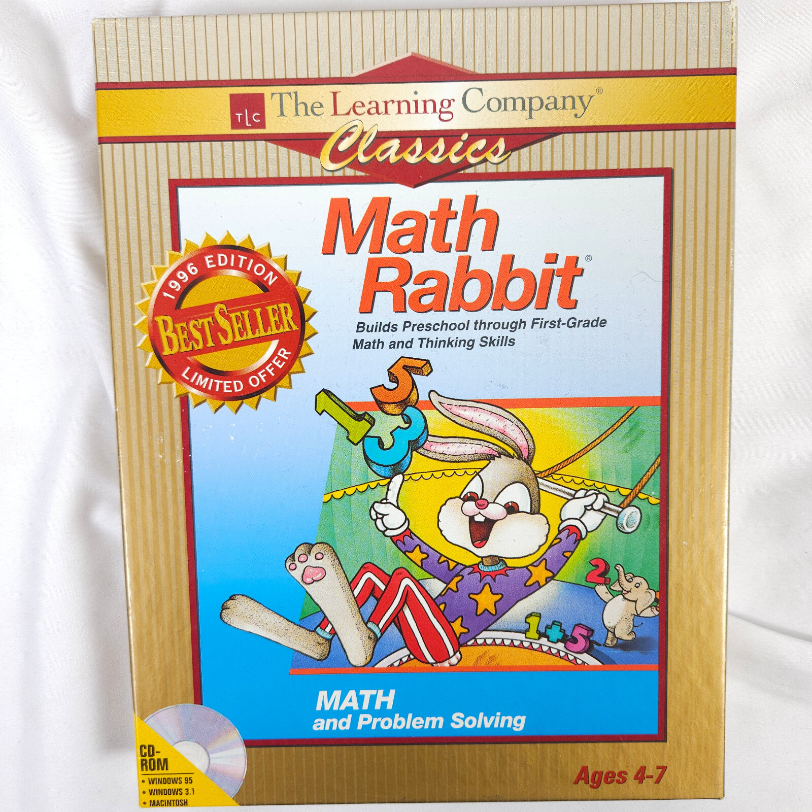 Math Rabbit 1996 Edition The Learning Company Classics  - Open Box Sealed CD