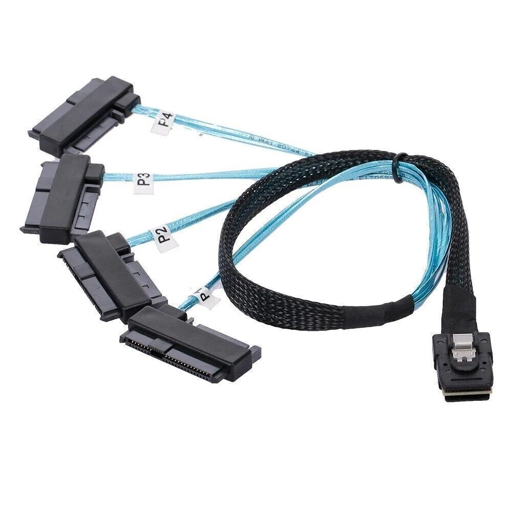 Cablecy 36Pin Mini SAS SFF-8087 Host to 4 SFF-8482 Target SAS Hard Disk Cable