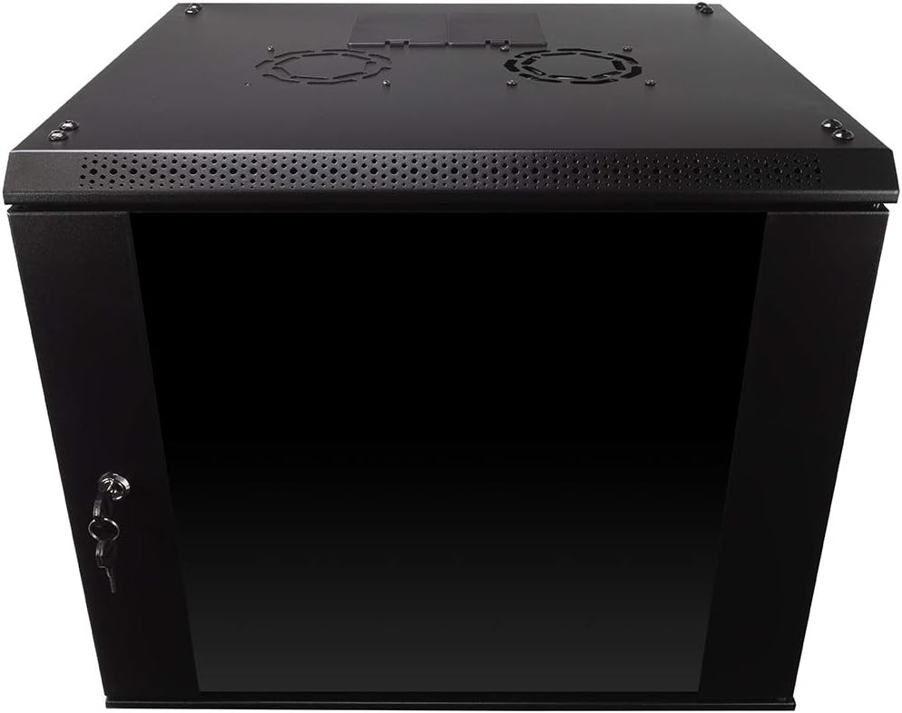 9U Server Rack Enclosure with Glass Door Cooling Fan Locks & Removable Side