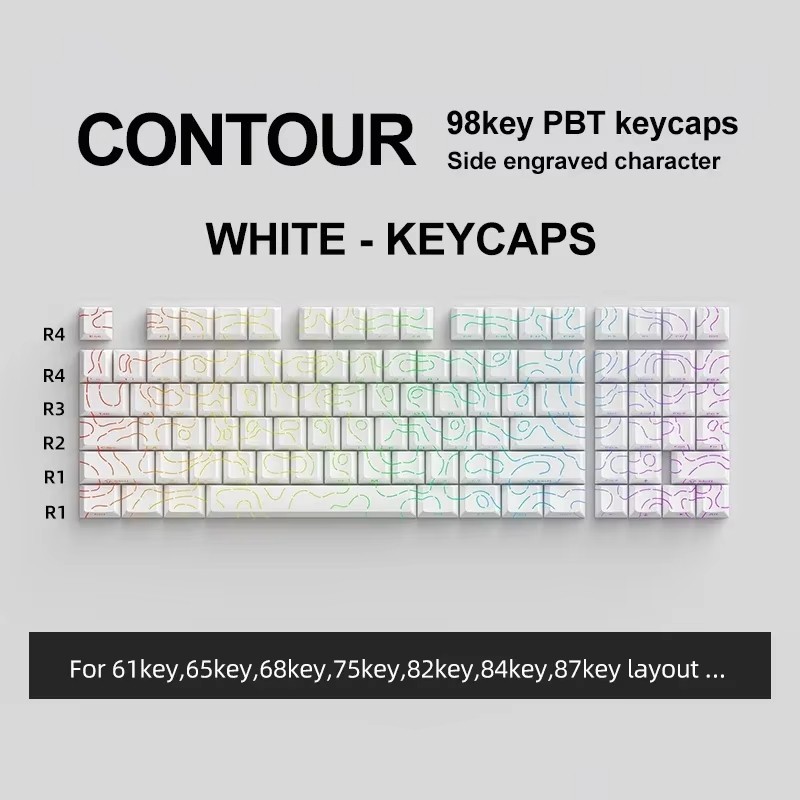 Contour KM98 PBT Keycaps-Perfect Fit for Attack Shark X68HE, MCHOSE ACE60/ACE68 