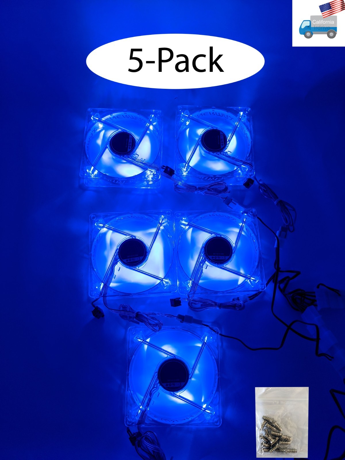 5-Pack: Enermax Twister 92mm x 25mm Blue LED 3pin 12V 0.4A PC Case Cooling Fan