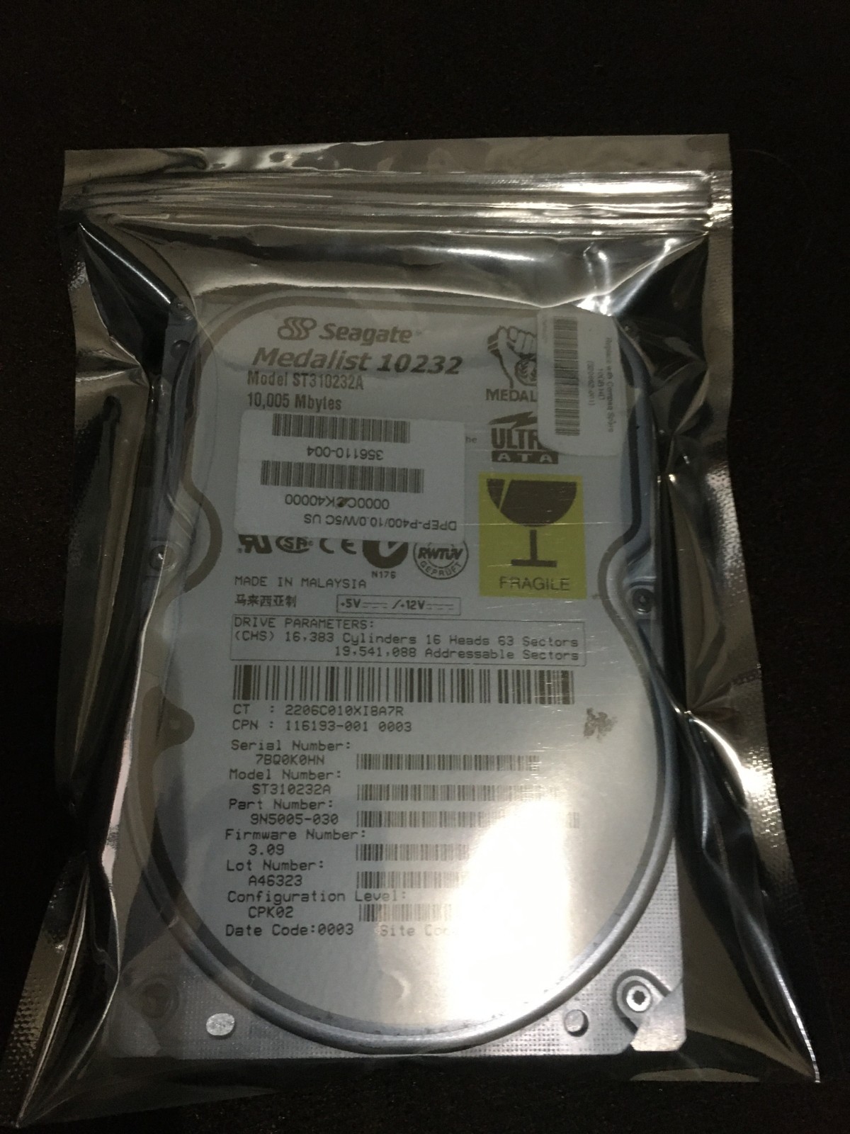 Seagate Medalist 10232 ST310232A 10.2GB 5.4K ATA 3.5'' Hard Drive TESTED -PASSED