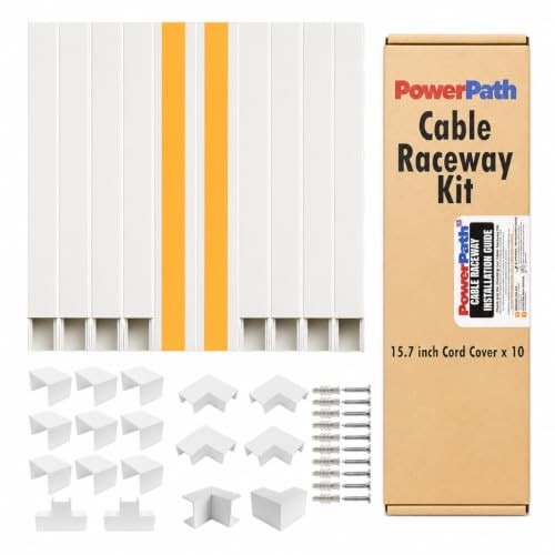 157 in Paintable Cable Raceway Kit, 10 Pack Wall Cord Hider with Connectors