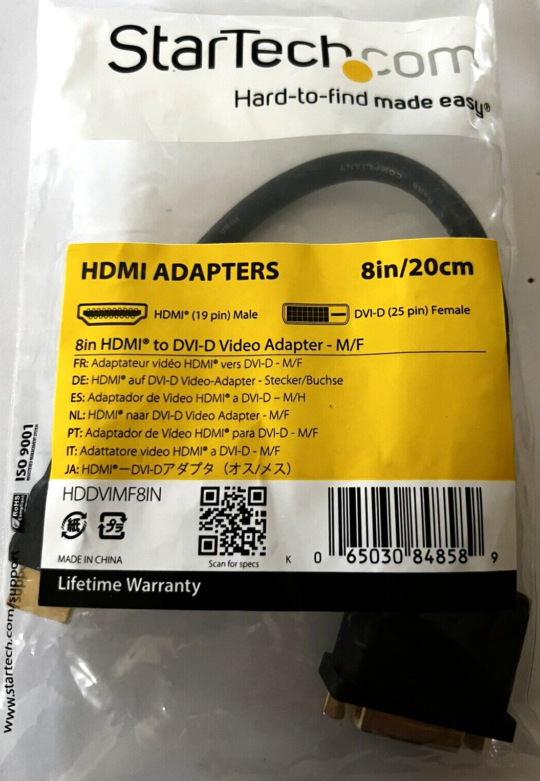 Star Tech HDMI To DVI-D Video Adapter M/F StarTech & Dell, NEW still in pack.